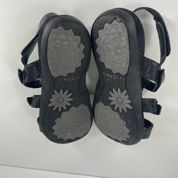 Vionic Sandals Flat Strappy Sz 6 Womens Open Toe Flat Comfort Black - Picture 13 of 14